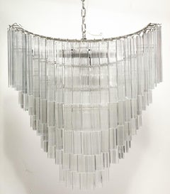 Midcentury Italian Hand Blown Glass Chandelier with Glass Panes, c. 1960