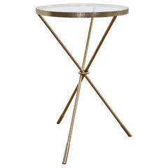Vintage Midcentury Italian Hand-Hammered Gilded Tripod Drinks Table