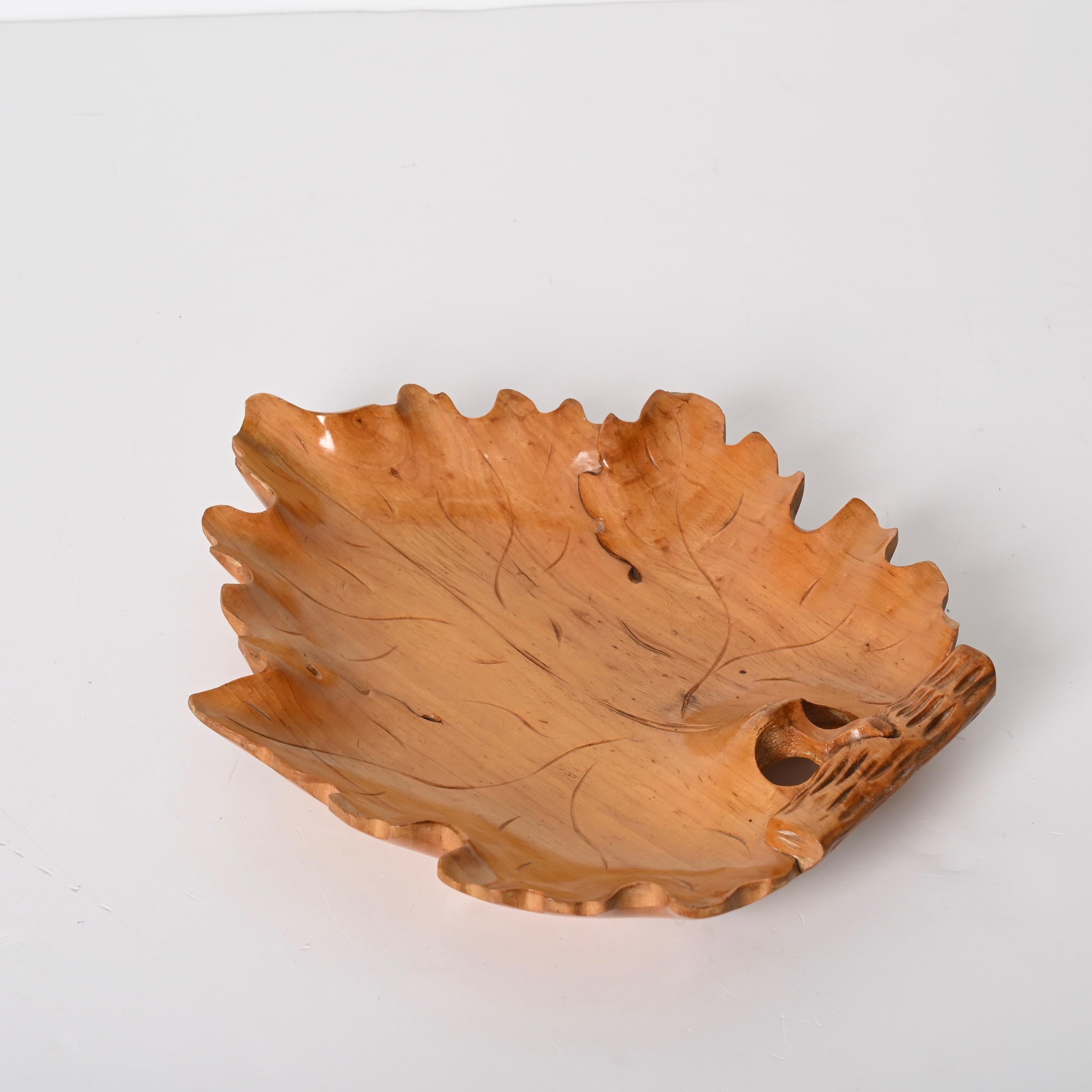 Midcentury Italian Handmade Birch Wood Maple Leaf Shaped Centerpiece, 1950s For Sale 6