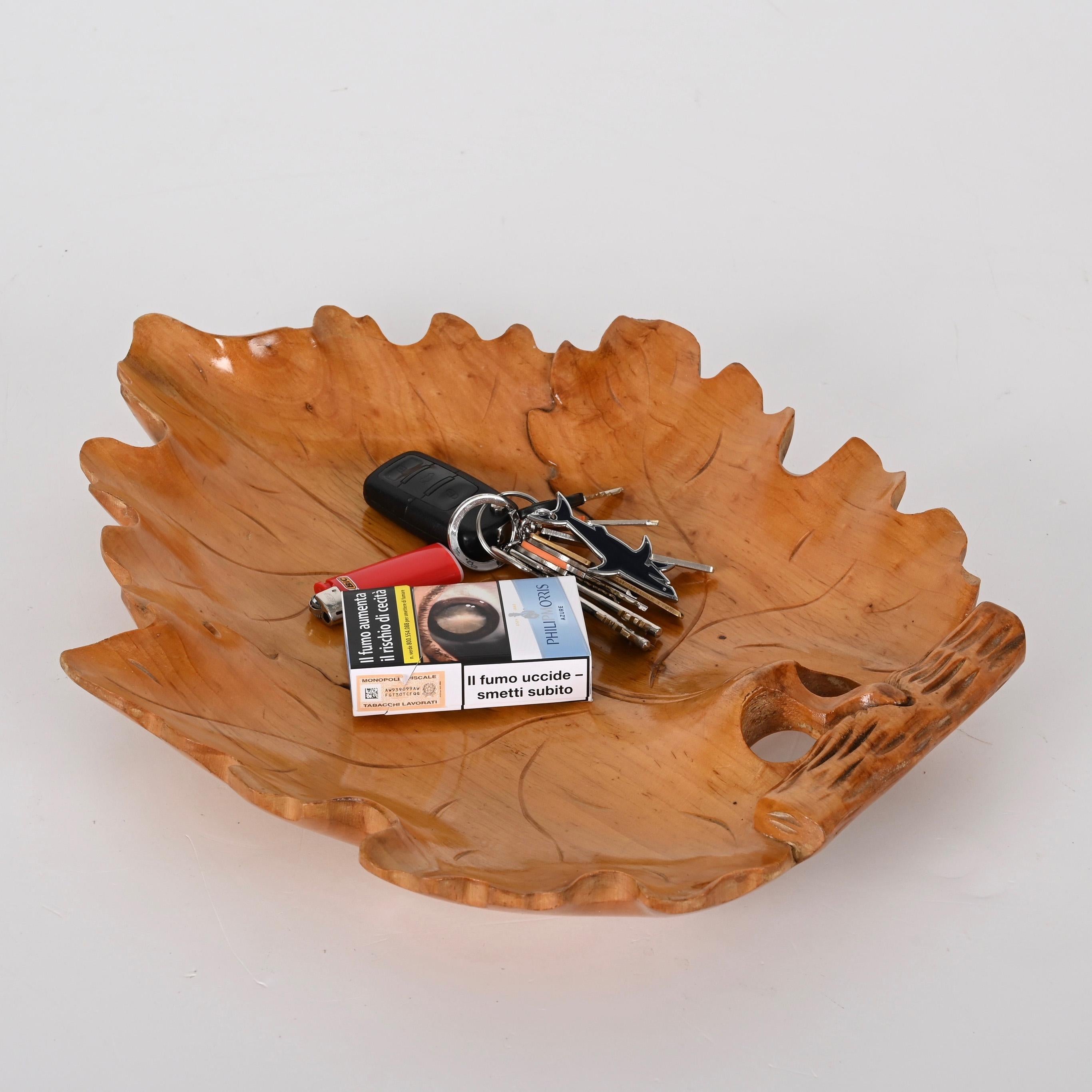 Midcentury Italian Handmade Birch Wood Maple Leaf Shaped Centerpiece, 1950s For Sale 12