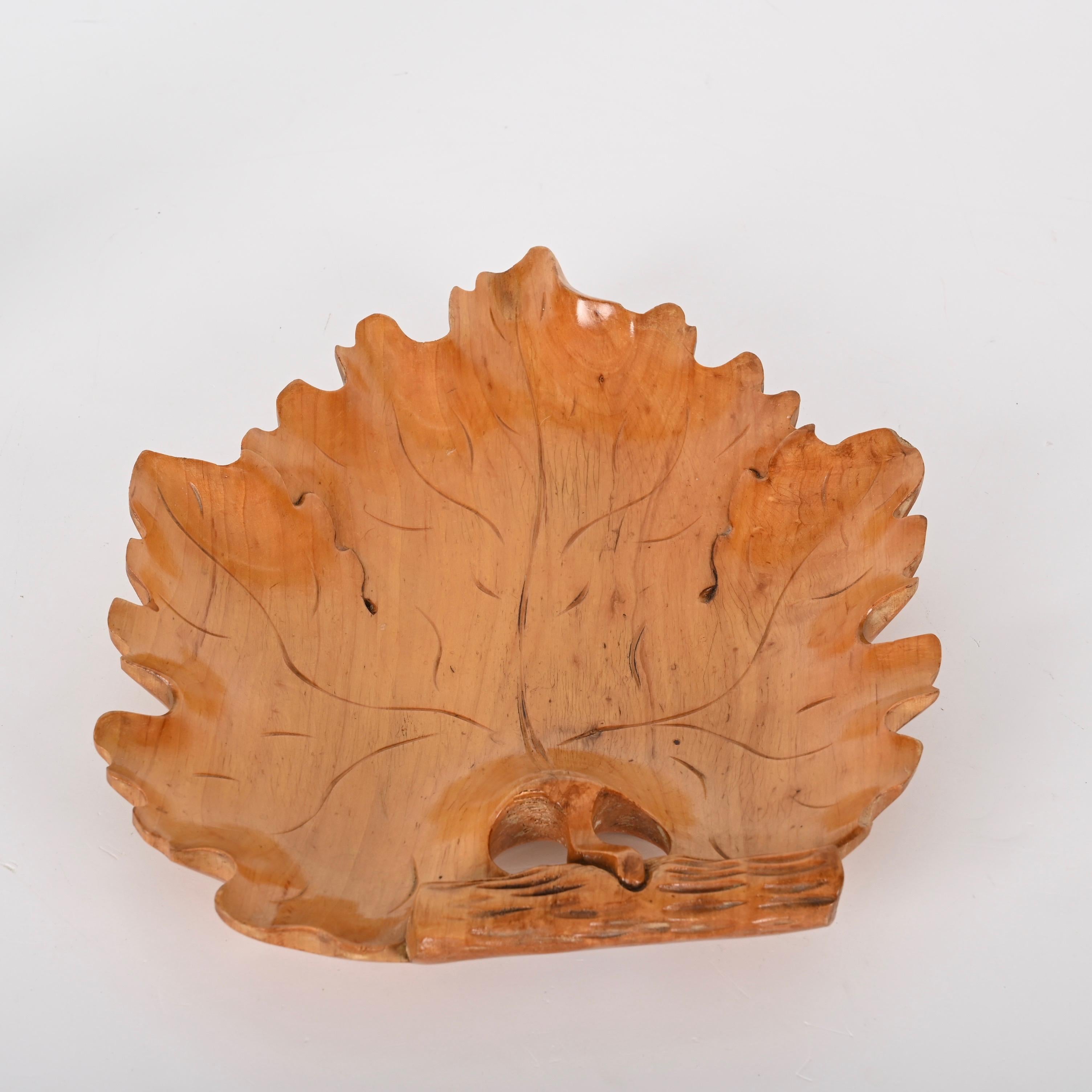 Midcentury Italian Handmade Birch Wood Maple Leaf Shaped Centerpiece, 1950s For Sale 2