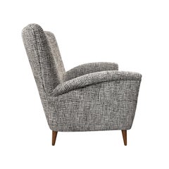 Midcentury Italian High Back Armchair in Cut Velvet