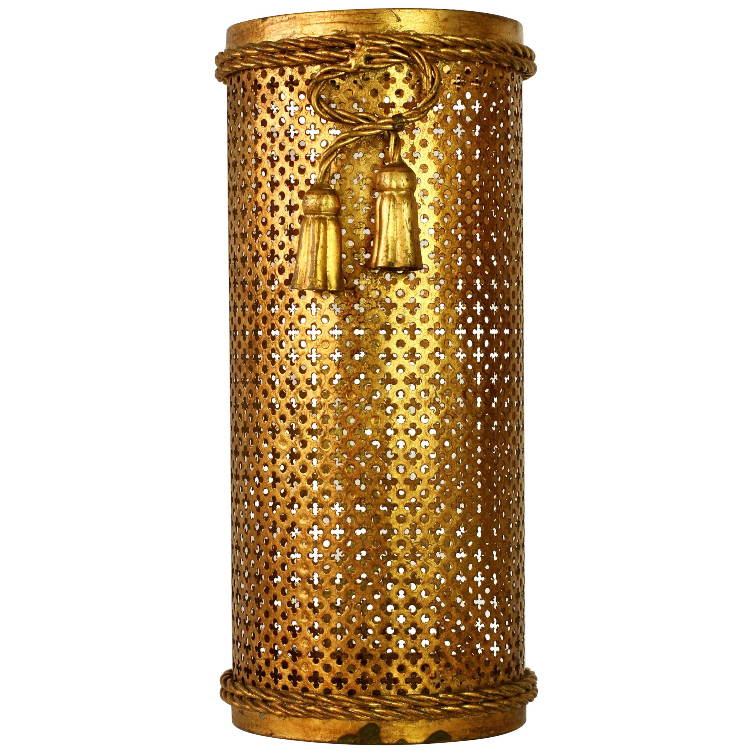 Midcentury Italian Hollywood Regency Gold Gilded Umbrella Stand or Holder, 1950s For Sale