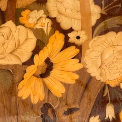 Midcentury Italian Inlaid Wood Floral Wall Panel Decoration