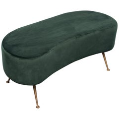 Retro Midcentury Italian Kidney Shaped Bench with Metal Legs