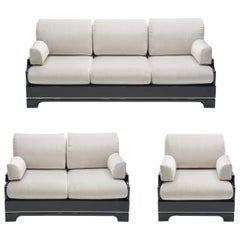 Midcentury Italian Lacquer Brass Living Room Set by Romeo Rega, 1970s