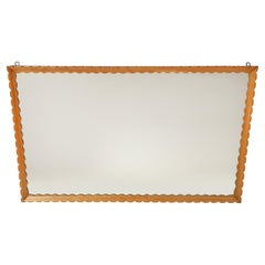 Specchio orizzontale di grandi dimensioni con cornice in Wood Wood smerlato 1950s