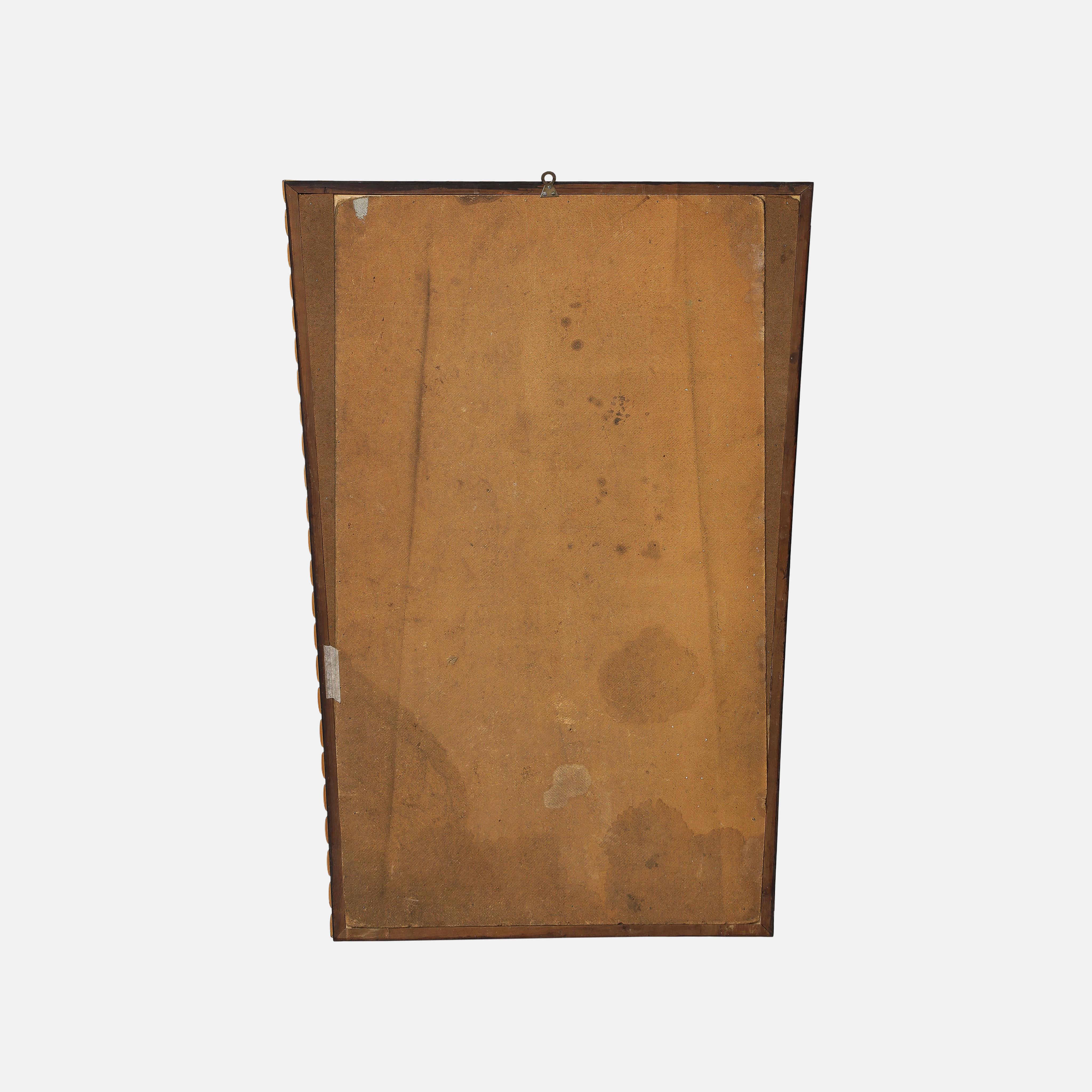 Espejo de pared italiano de mediados de siglo con marco de madera tallado y festoneado, años 50 en venta 6