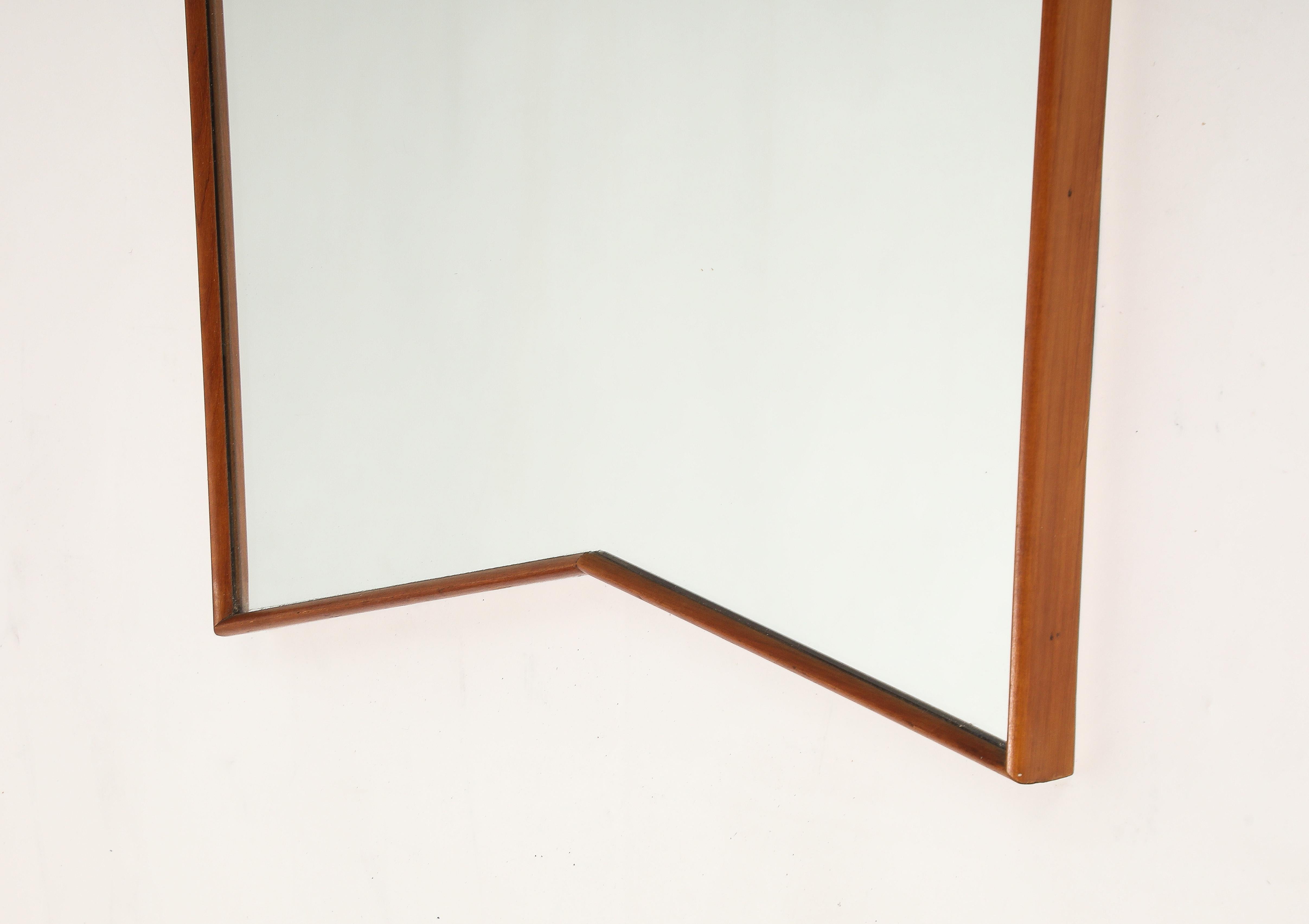 Italienischer großer asymmetrischer modernistischer Wandspiegel aus Wood Wood aus der Mitte des Jahrhunderts, 1950er Jahre im Angebot 4