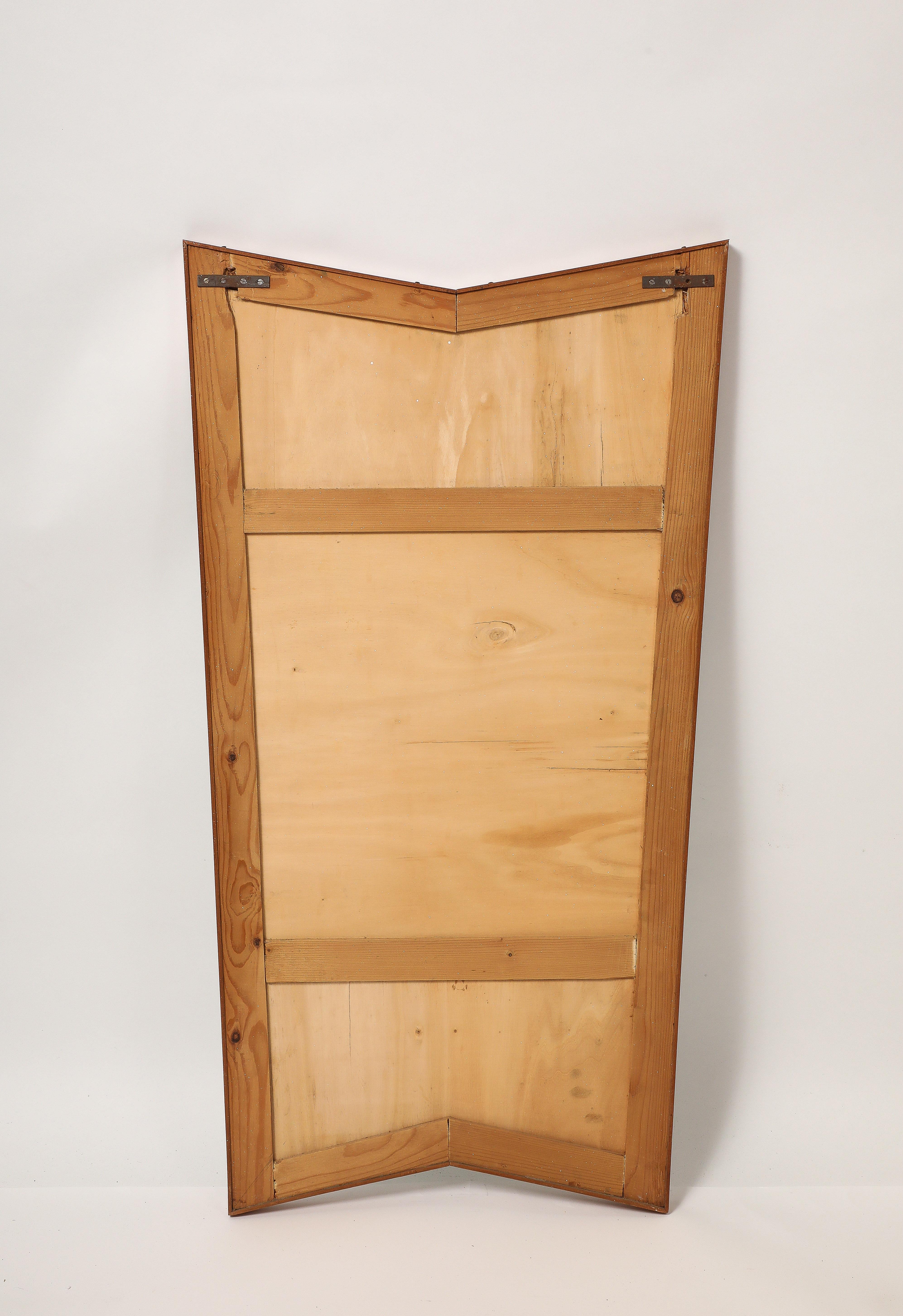 Italienischer großer asymmetrischer modernistischer Wandspiegel aus Wood Wood aus der Mitte des Jahrhunderts, 1950er Jahre im Angebot 5