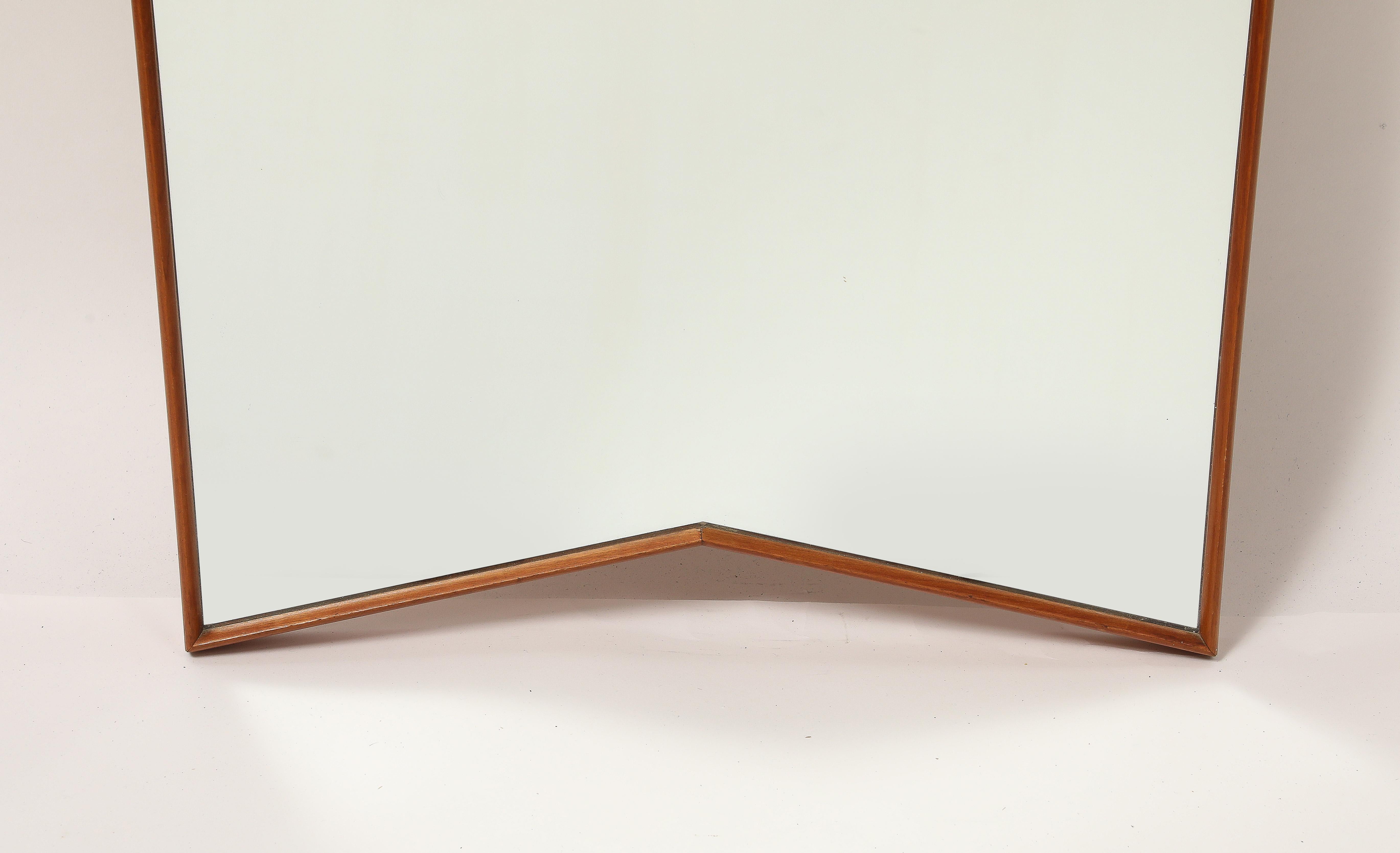 Italienischer großer asymmetrischer modernistischer Wandspiegel aus Wood Wood aus der Mitte des Jahrhunderts, 1950er Jahre im Angebot 2