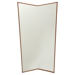Midcentury Italian Large Modernist Asymetrical Wood Wall Mirror, 1950s