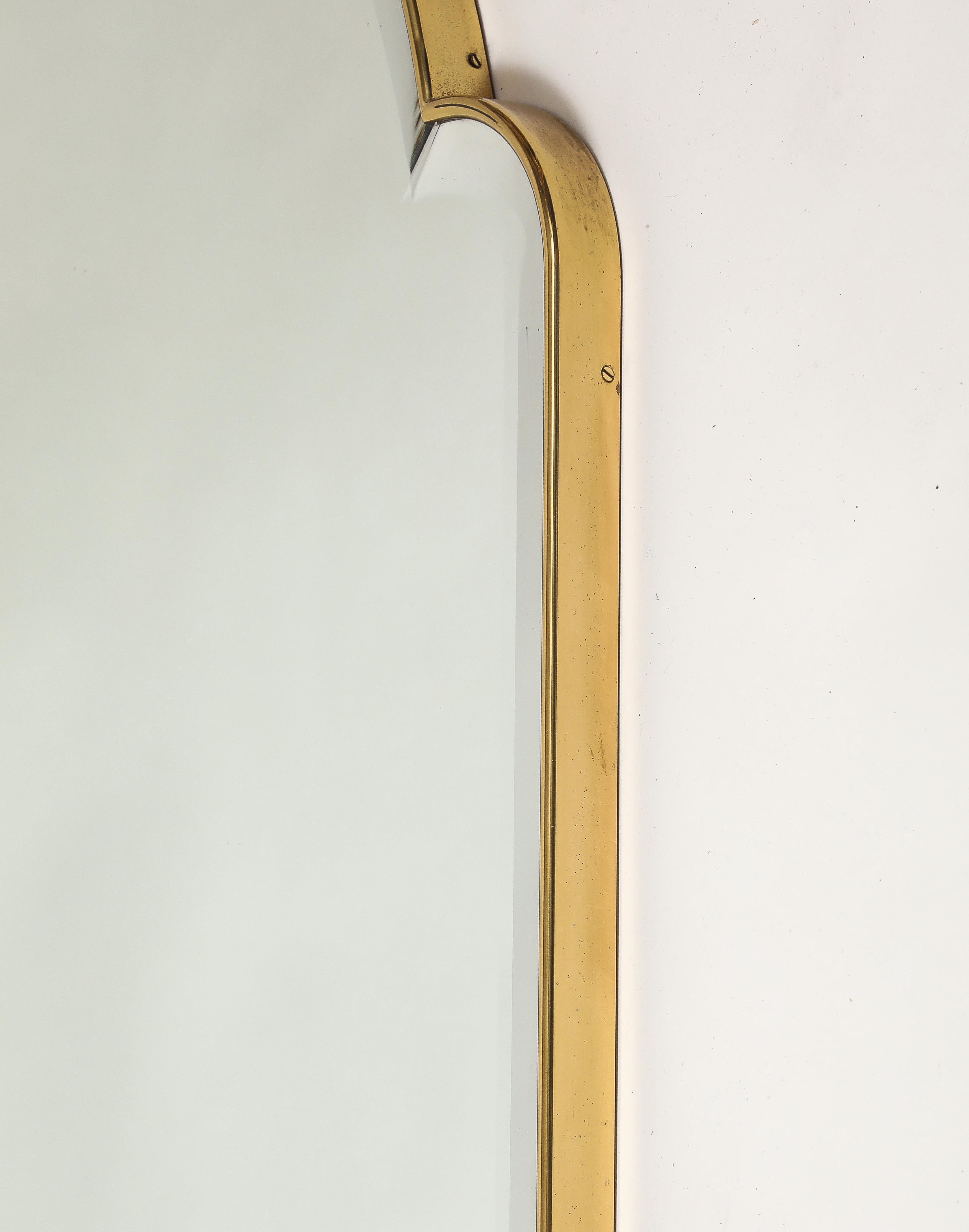 Miroir biseauté en laiton de style italien du milieu du siècle 1950 en vente 5