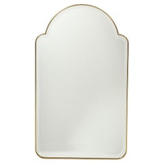 Miroir biseauté en laiton de style italien du milieu du siècle 1950