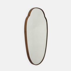 Midcentury Italian Large Shield Shaped Beaded Brass Wall Mirror, 1950s
