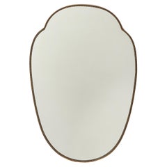 Midcentury Italian Large Shield Shaped Beaded Brass Wall Mirror, 1950s