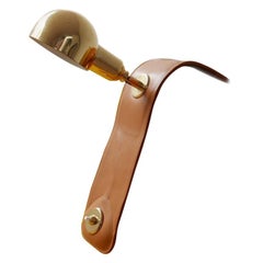 Midcentury Italian Leather Reading Light by Caccia Dominioni