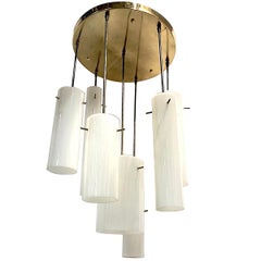 Midcentury Italian Light Fixture with Glass Pendants