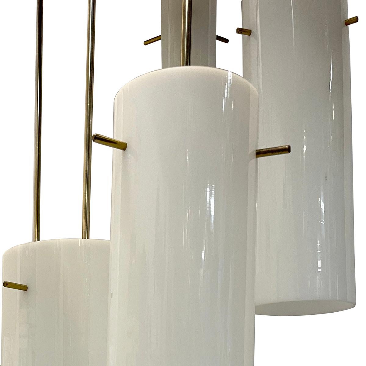 Midcentury Italian Light Fixture with Glass Pendants In Good Condition For Sale In New York, NY