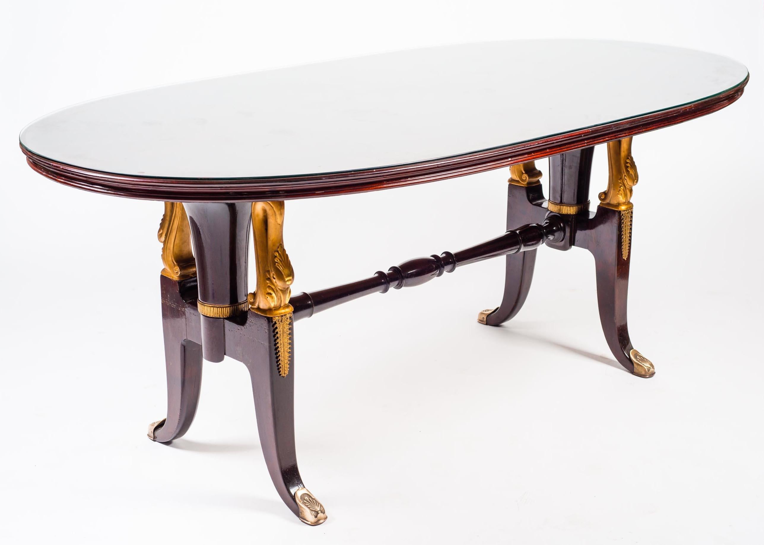 Midcentury Italian Mahogany Table in the Style of Paolo Buffa, 1950s For Sale 11