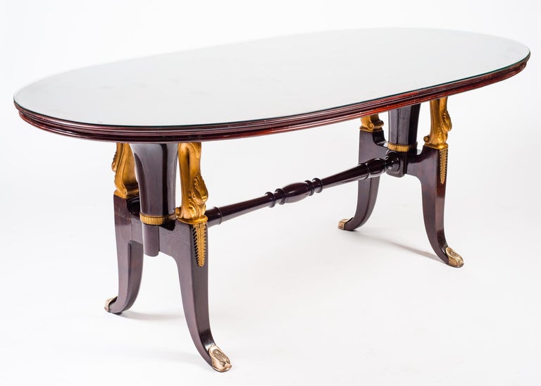 Midcentury Italian Mahogany Table In The Style Of Paolo Buffa 1950s