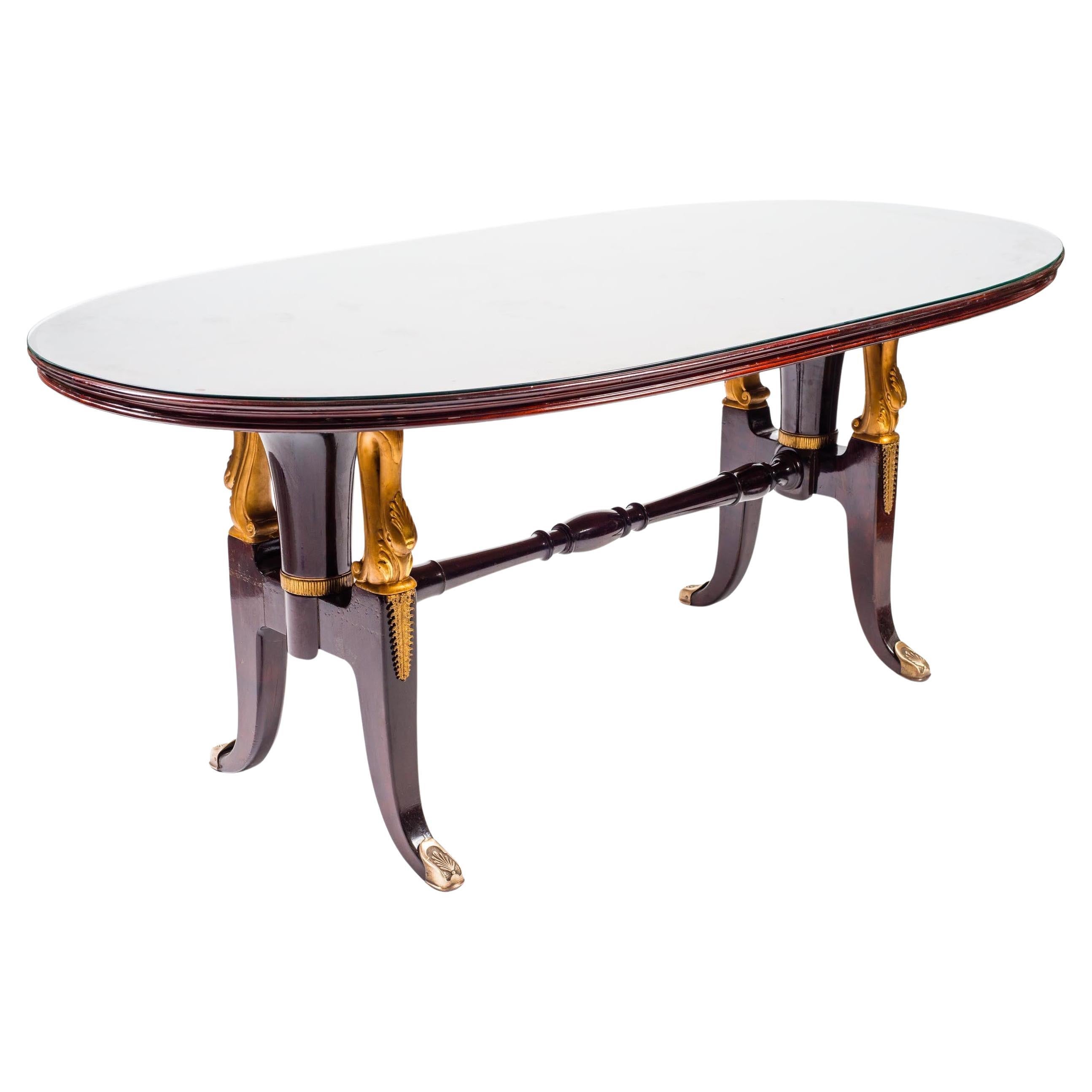 Midcentury Italian Mahogany Table in the Style of Paolo Buffa, 1950s For Sale