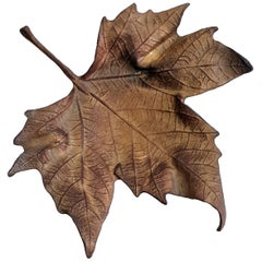 Midcentury Italian Maple Leaf Trinket Tray in Bronze