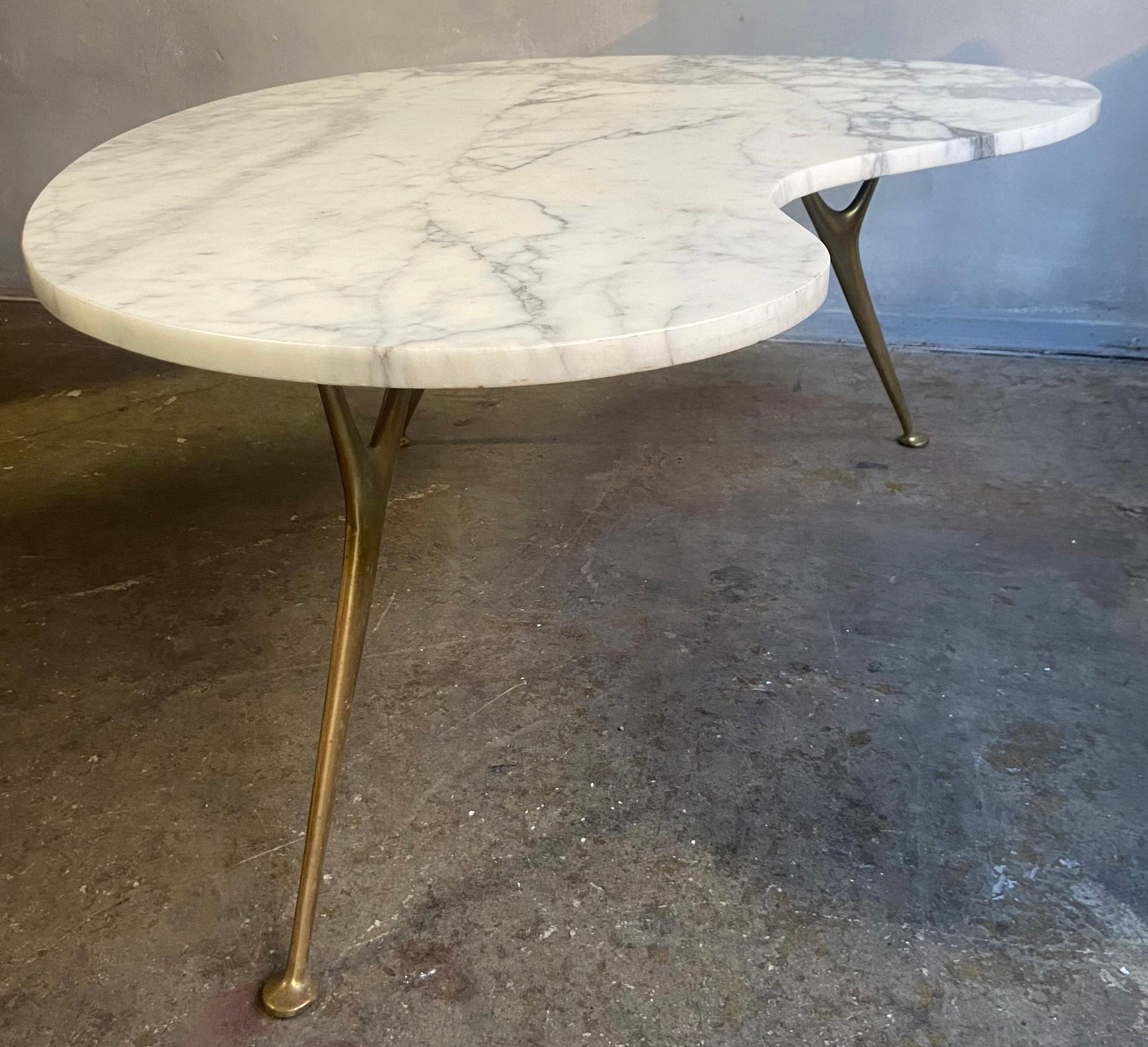 Mid-Century Italian Marble and Brass Coffee Table 1