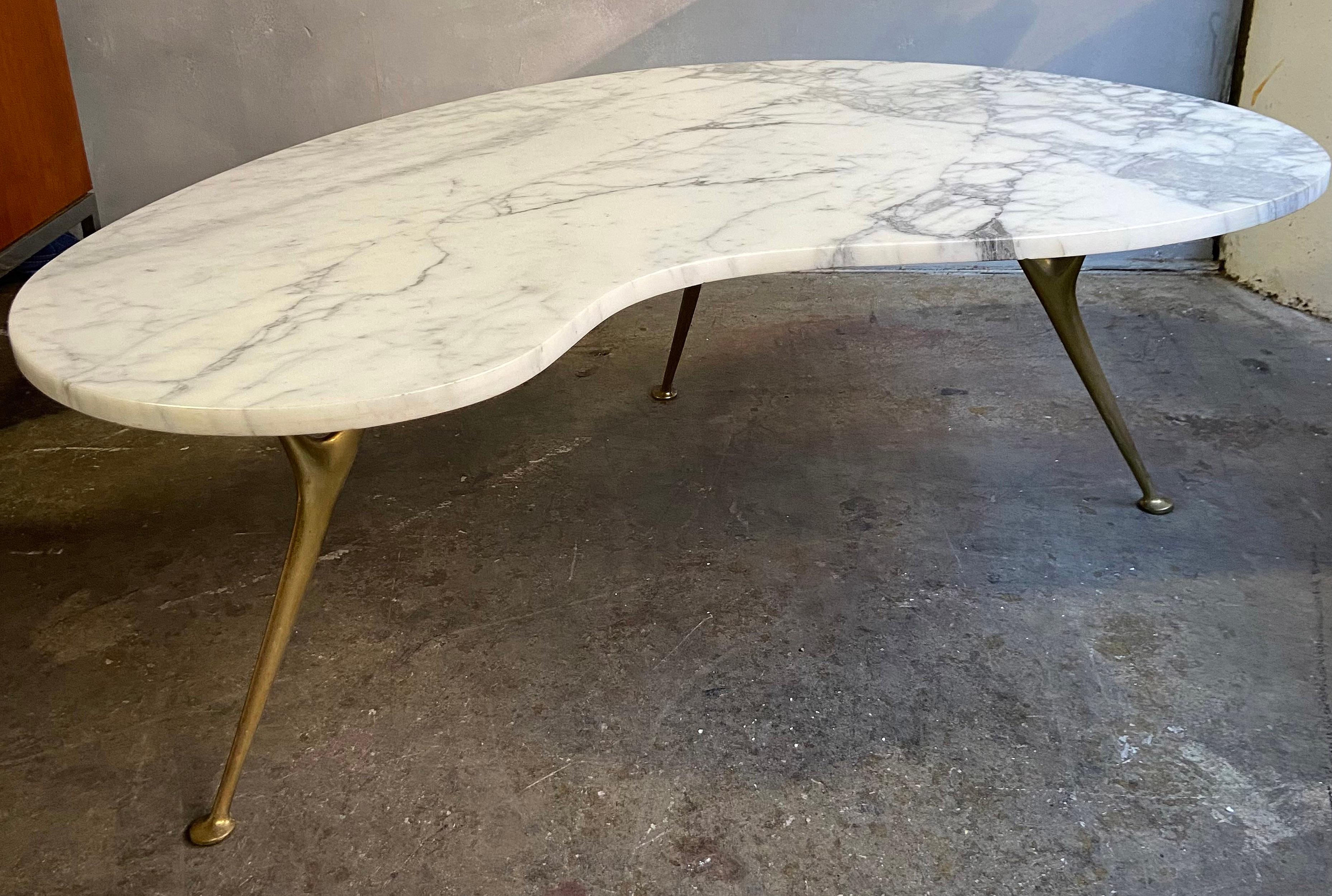 Mid-Century Italian Marble and Brass Coffee Table 2