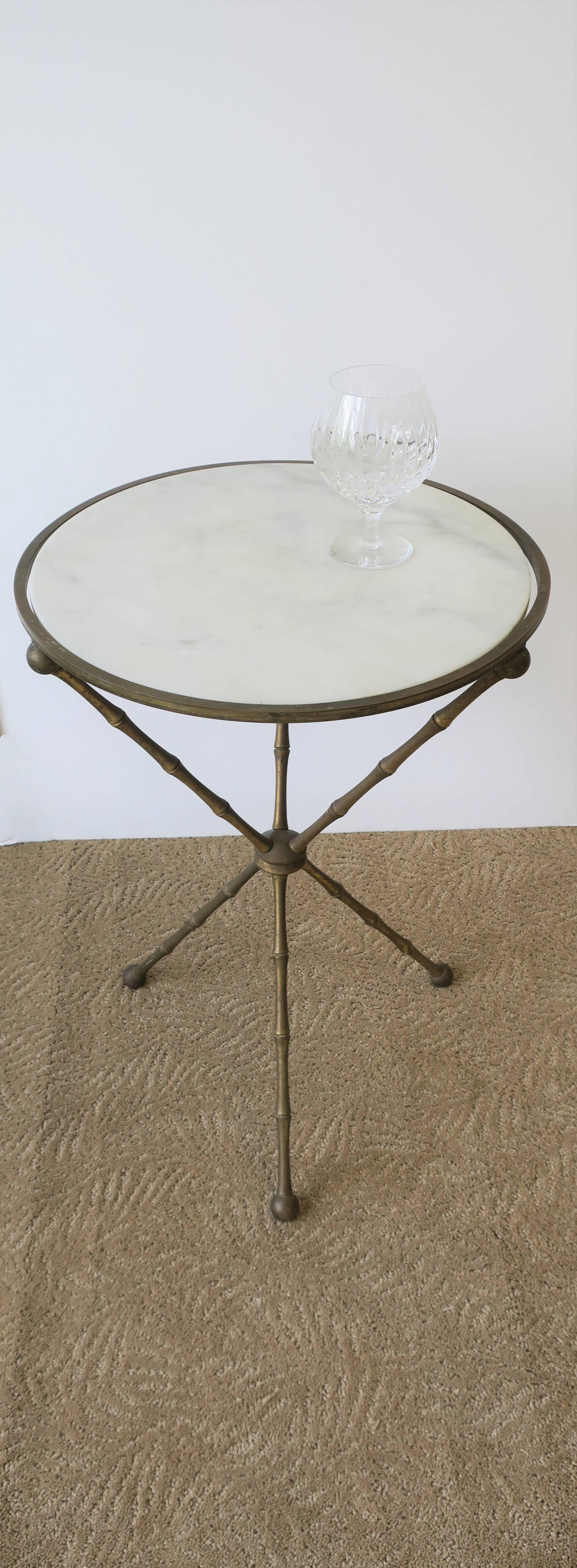 Midcentury Italian Marble and Brass Tripod Side Table, Italy, 1960s 6
