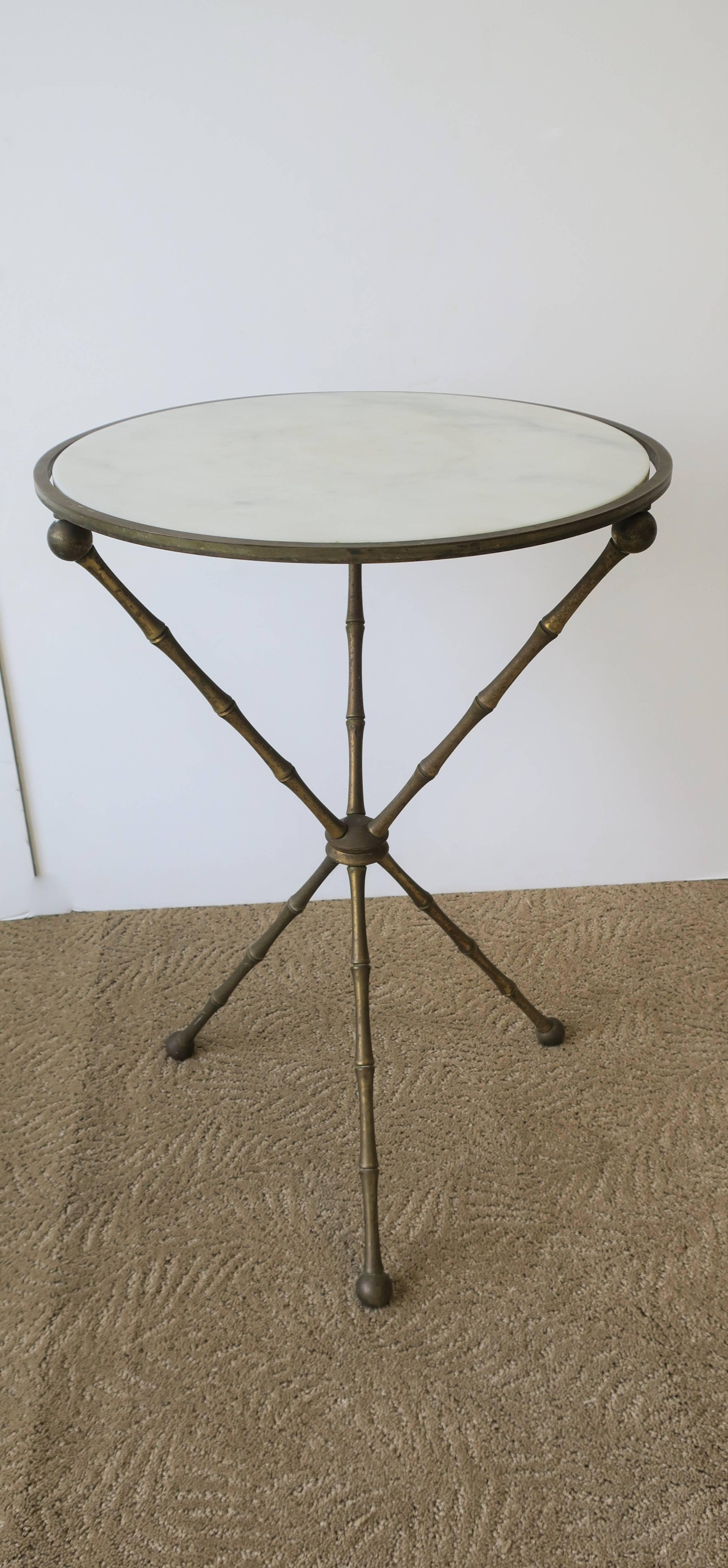 Midcentury Italian Marble and Brass Tripod Side Table, Italy, 1960s 7