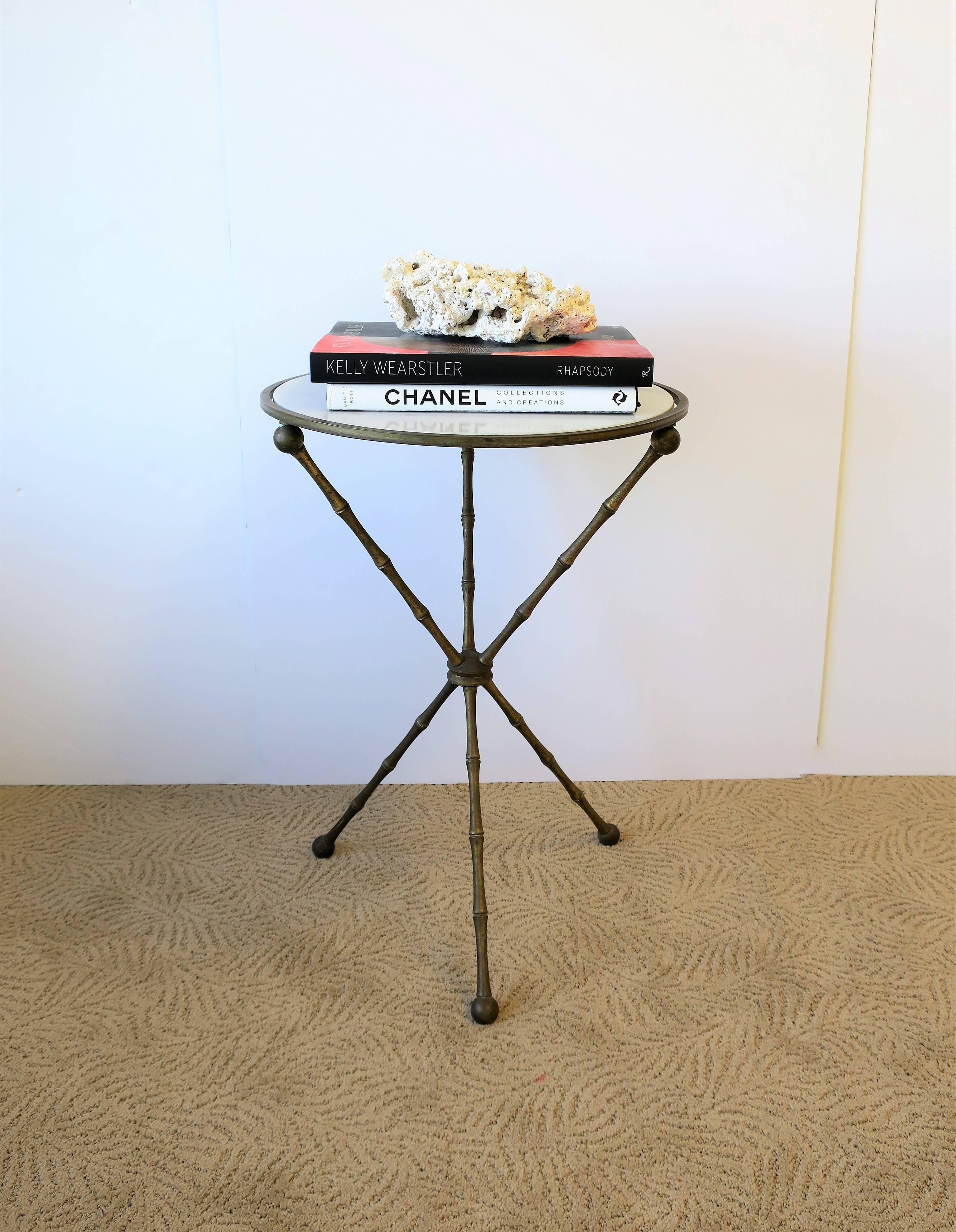 Midcentury Italian Marble and Brass Tripod Side Table, Italy, 1960s 9
