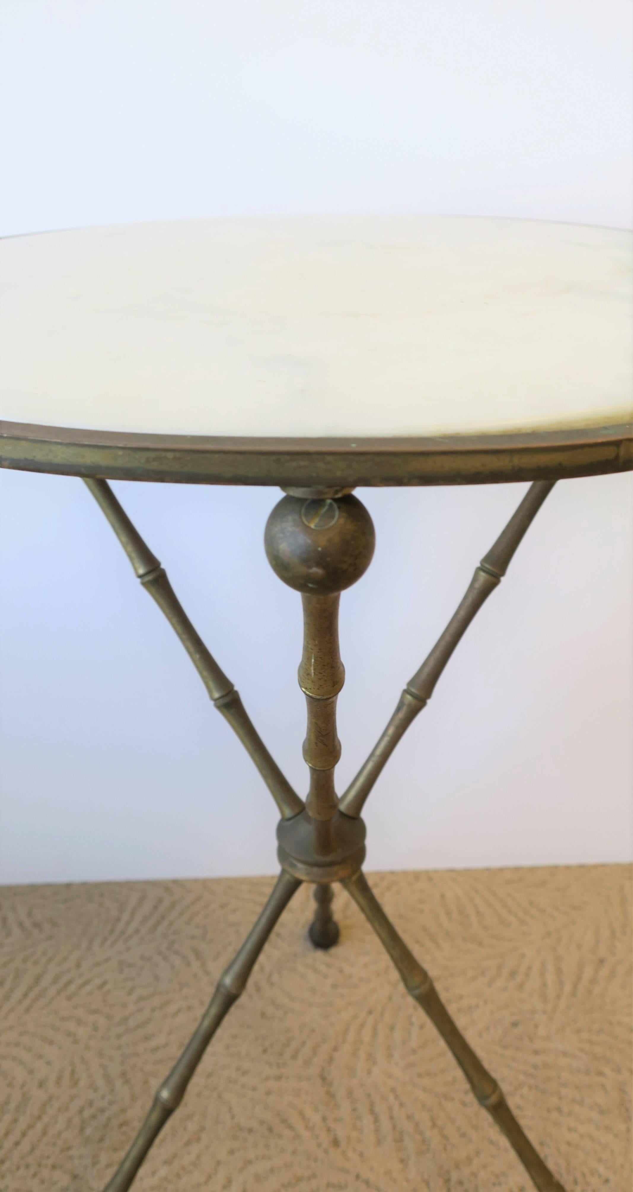 Midcentury Italian Marble and Brass Tripod Side Table, Italy, 1960s 10