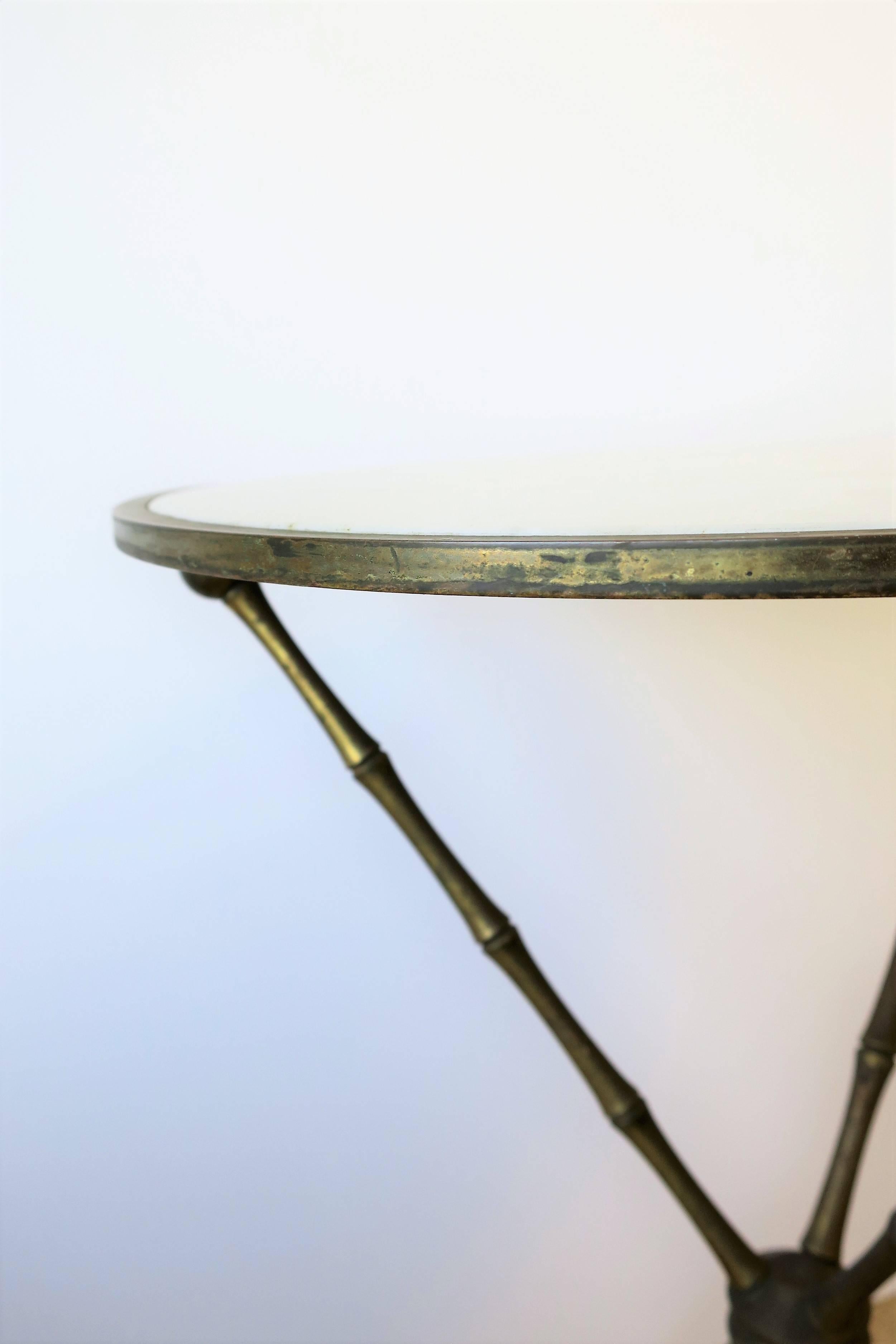 Midcentury Italian Marble and Brass Tripod Side Table, Italy, 1960s 12