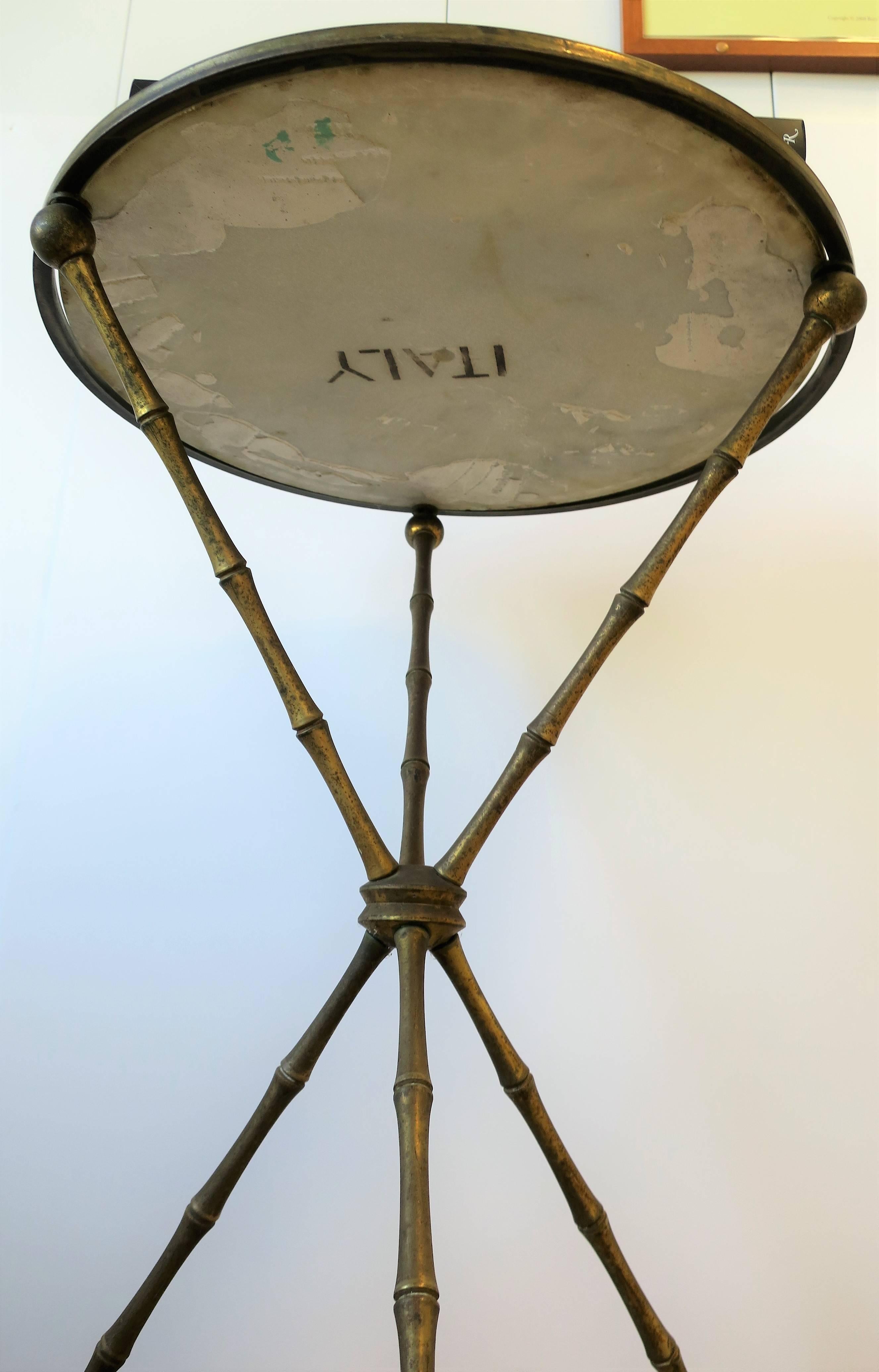 Midcentury Italian Marble and Brass Tripod Side Table, Italy, 1960s 15