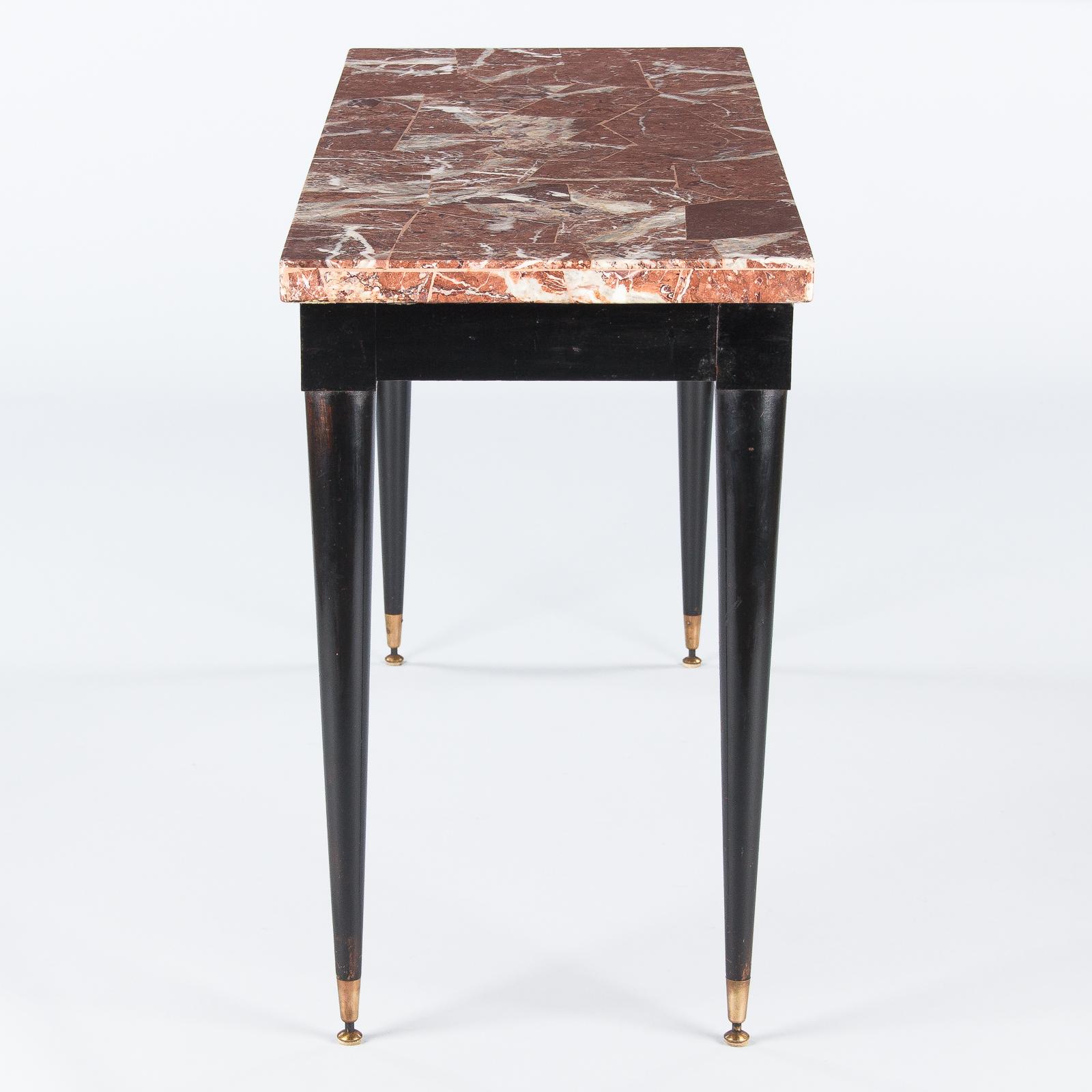Midcentury Italian Marble-Top and Lacquered Wood Console Table, 1950s 7