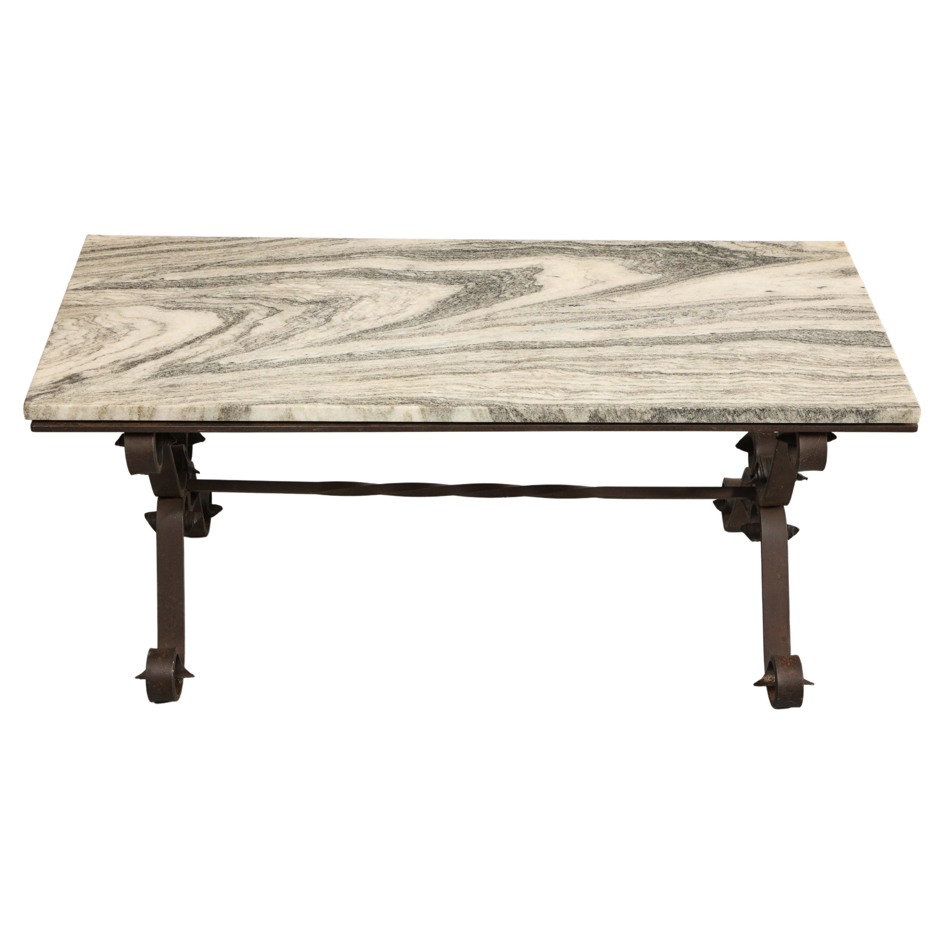 Midcentury Italian Marble Top Coffee Table  For Sale