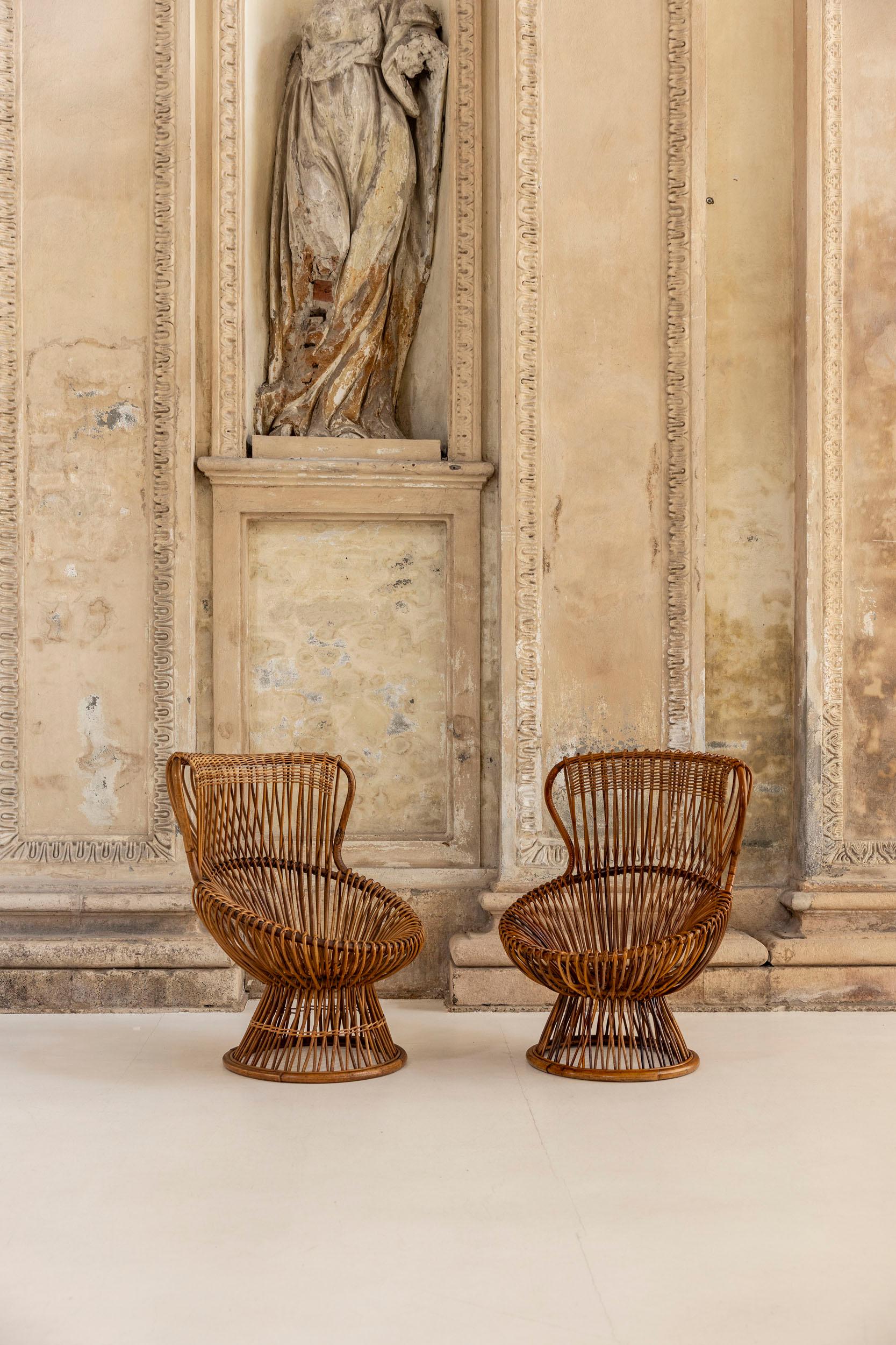 Mid-Century moderno Poltrone in rattan 