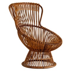 Fauteuil en osier italien « Margherita » du milieu du siècle, conçu par Franco Albini pour Bonacina