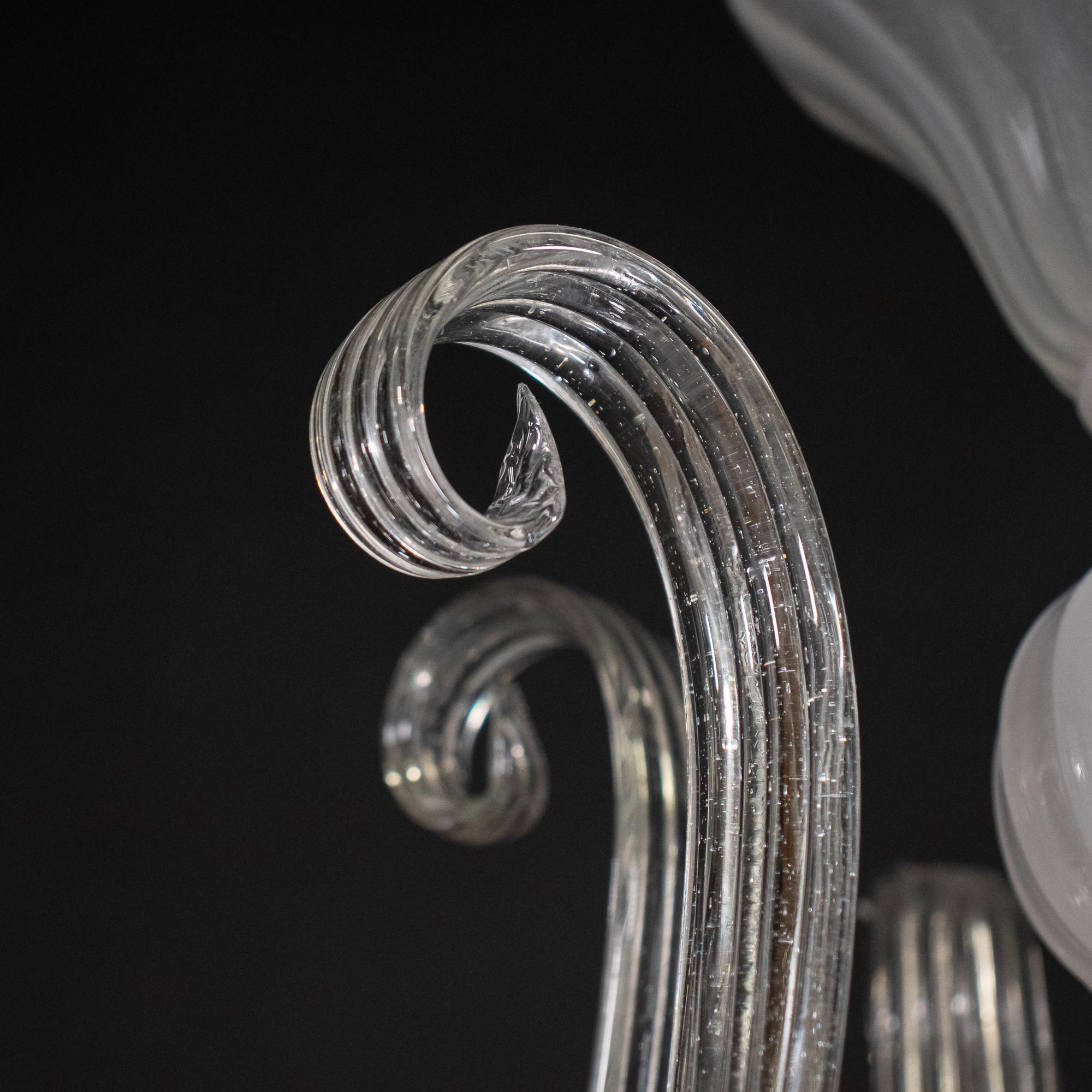 Lampadario di Murano della metà del secolo, di ispirazione Martinuzzi, Pulegoso e Lattimo in vendita 2