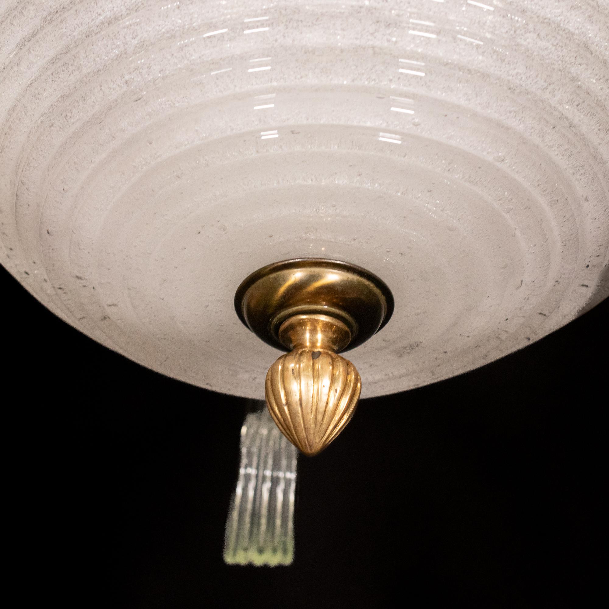 Lampadario di Murano della metà del secolo, di ispirazione Martinuzzi, Pulegoso e Lattimo in vendita 12