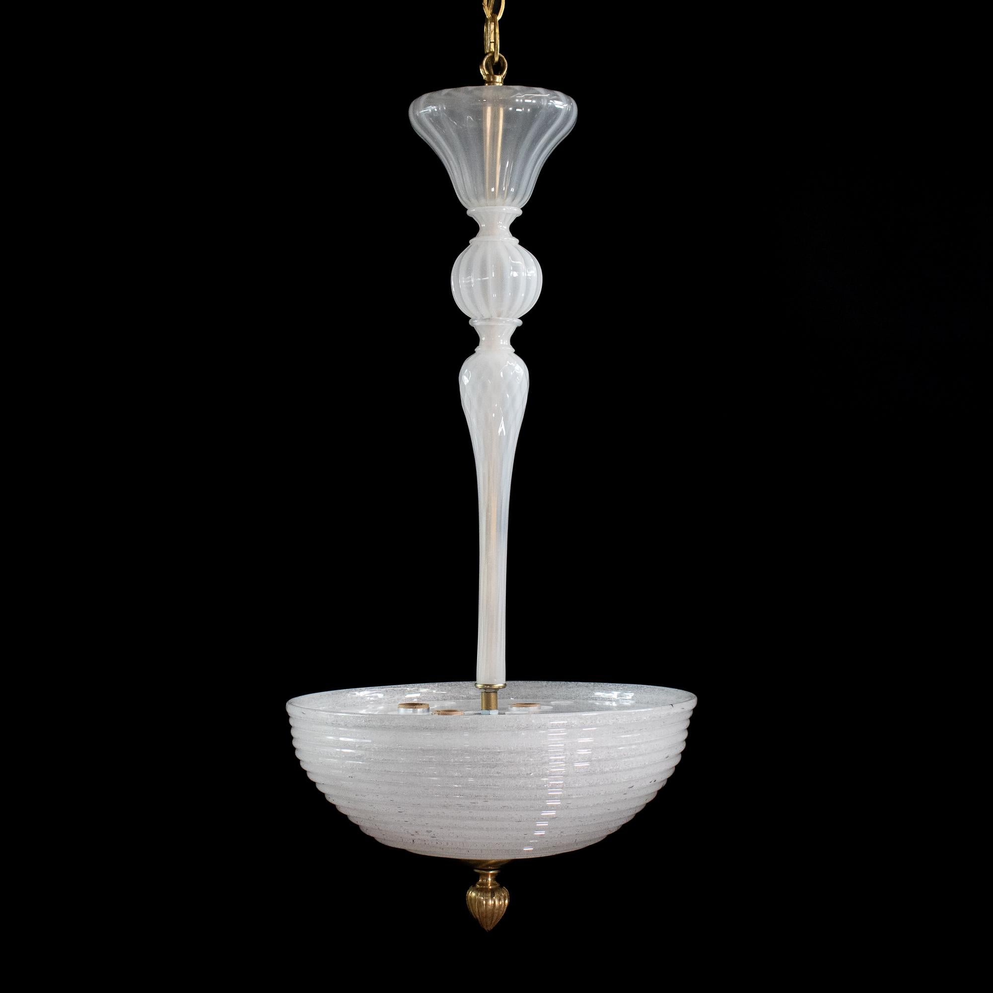 Lampadario di Murano della metà del secolo, di ispirazione Martinuzzi, Pulegoso e Lattimo in vendita 1