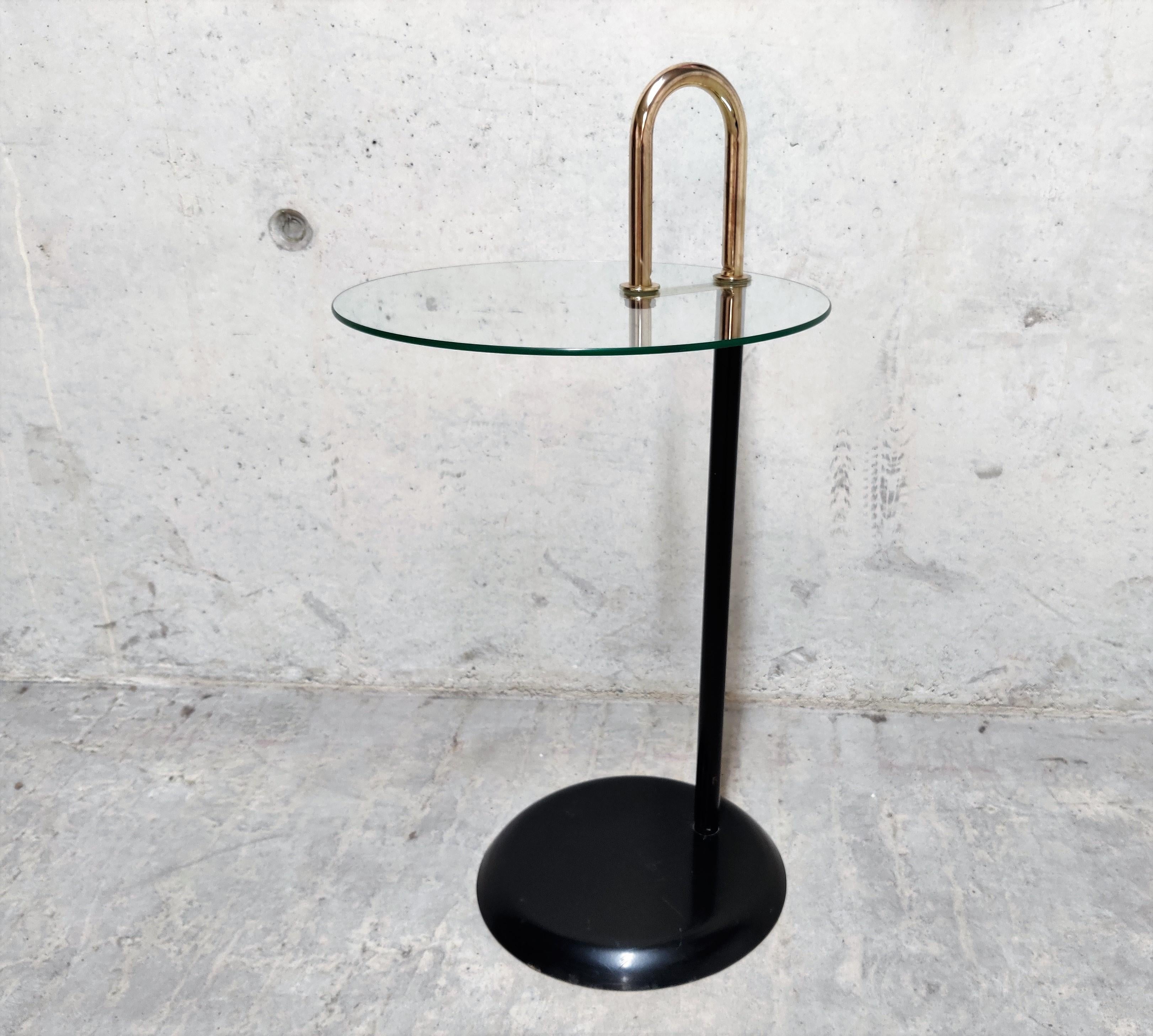 Late 20th Century Midcentury Italian Messing and Glass Side Table, 1970s