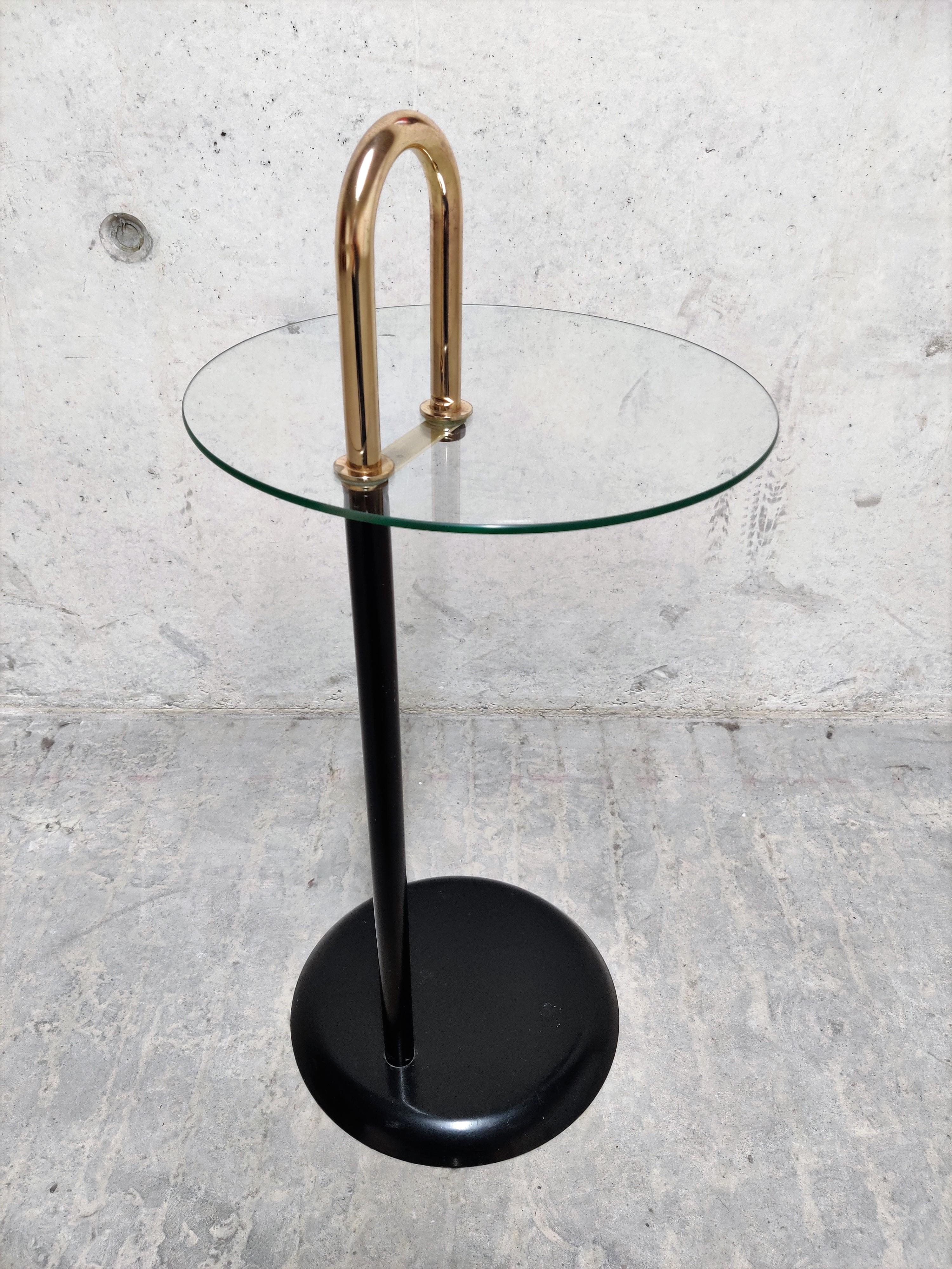Midcentury Italian Messing and Glass Side Table, 1970s 2