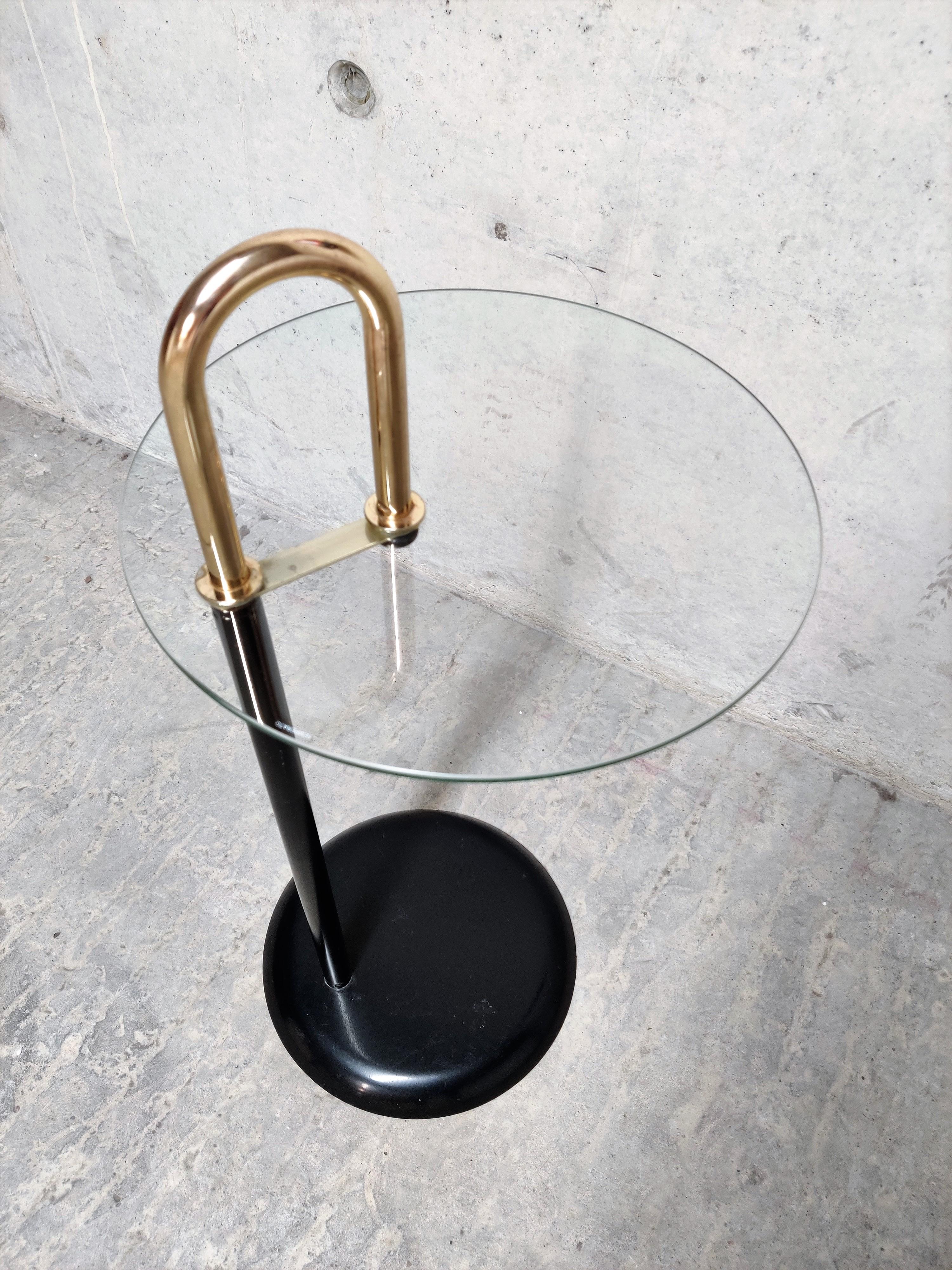 Midcentury Italian Messing and Glass Side Table, 1970s 3