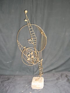 Midcentury Italian Metal and Granite Kinetic Sculpture