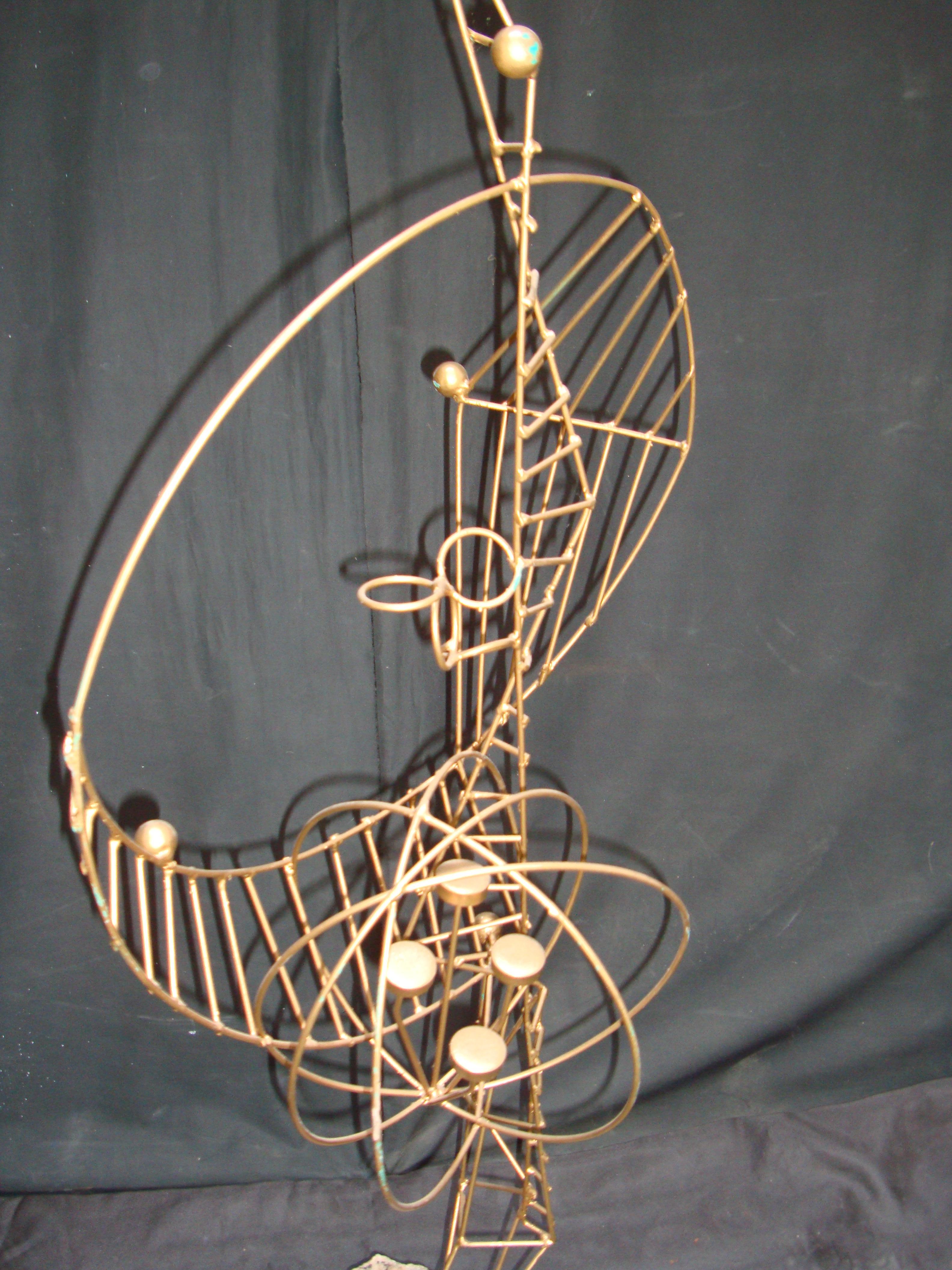 Midcentury Italian Metal and Granite Kinetic Sculpture For Sale 1