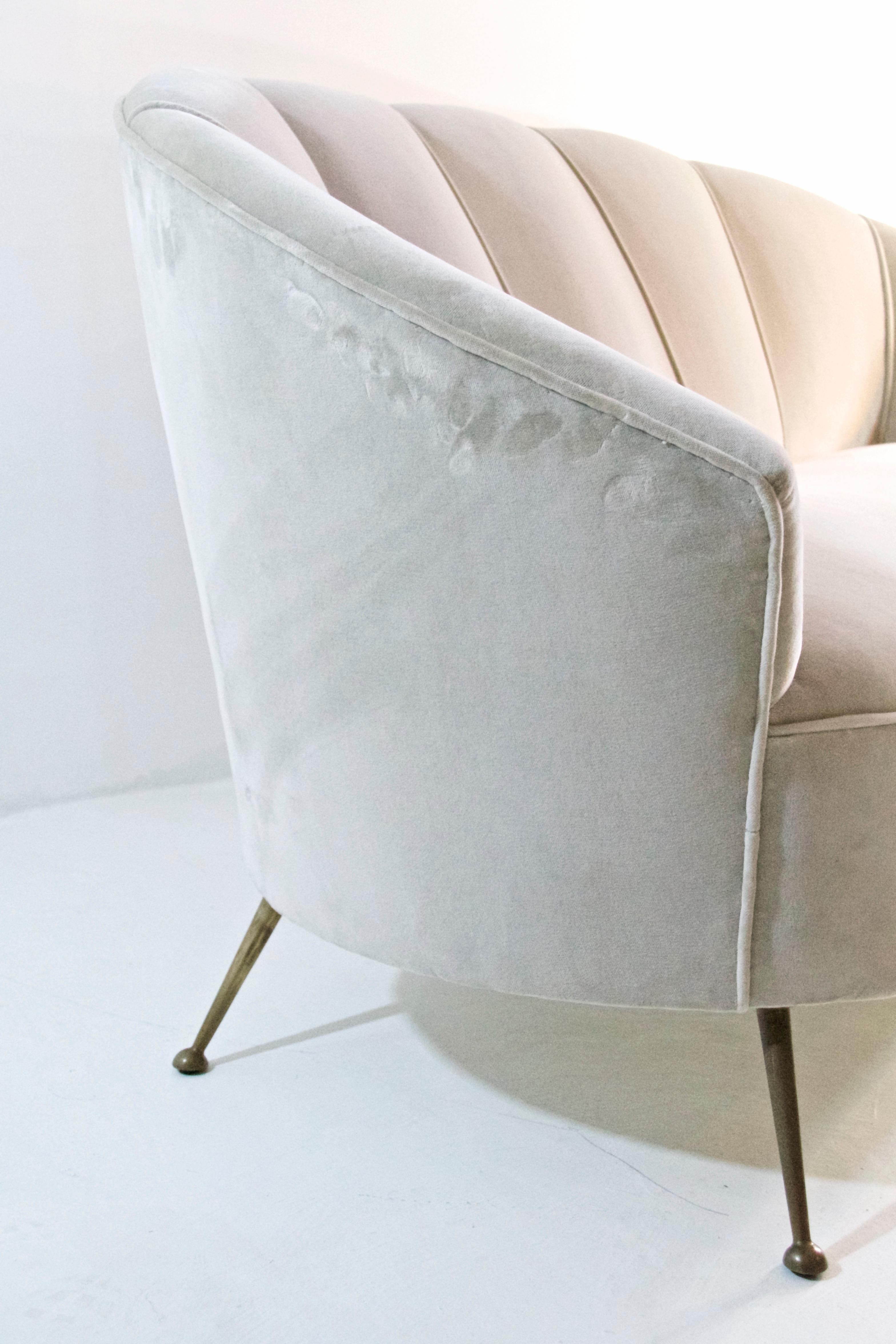 Mid-Century Modern Italian Midcentury Clam Velvet Sofa