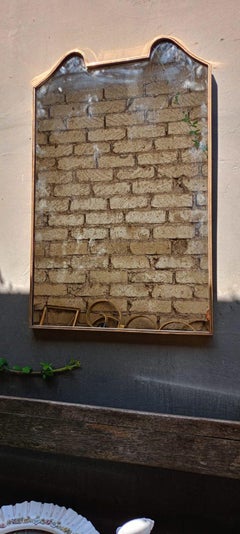 Midcentury Italian Mirror With Decorative Brass Frame