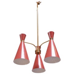 Midcentury Italian Modern Brass Three-Fixture Pendant